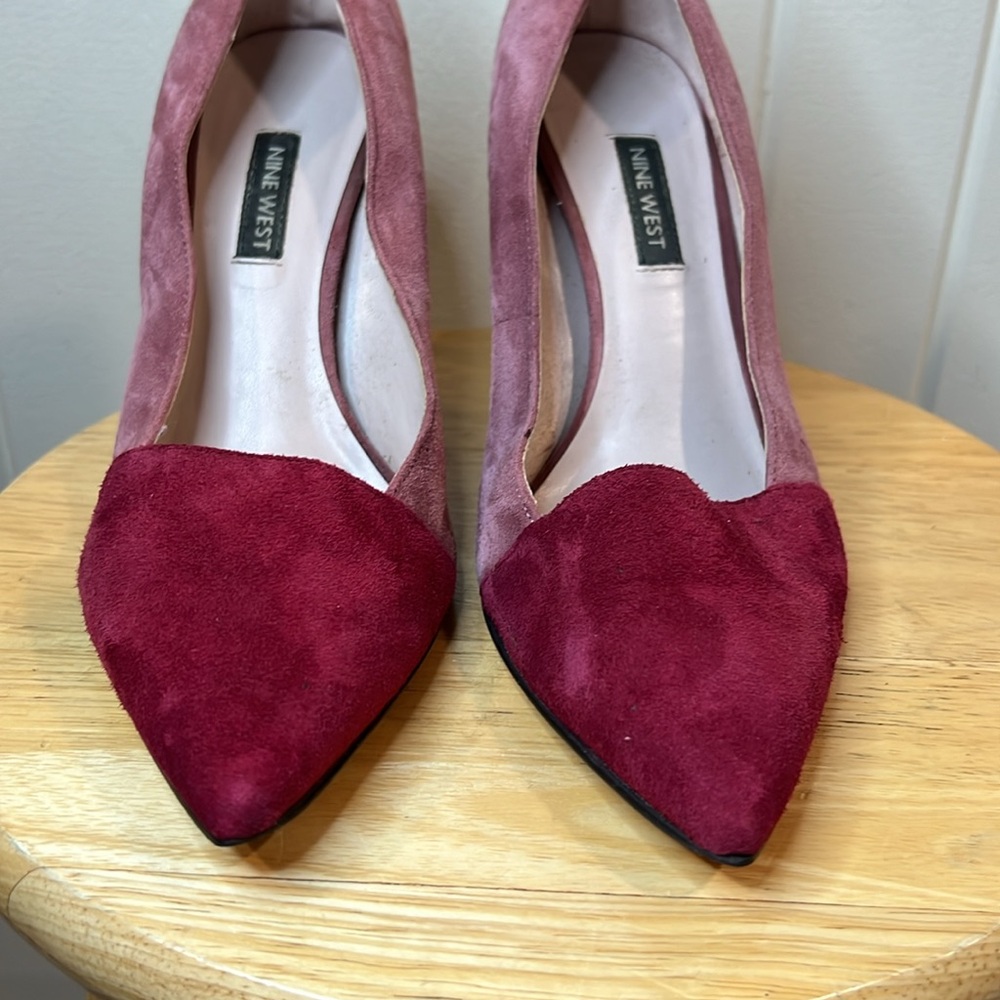 Pink and Red Suede Heel Pumps Nine West - Picture 2 of 11